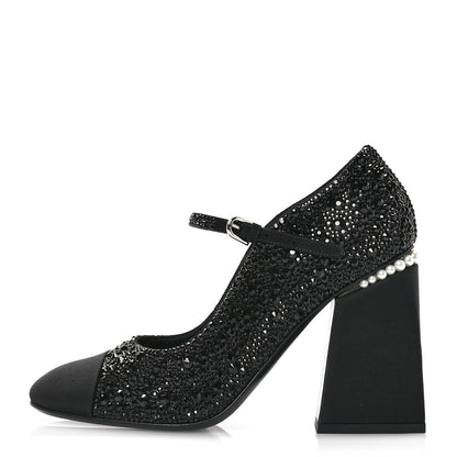 Chanel Strass Pearl Grosgrain Cap Toe Pumps 40 Black 1 of 9