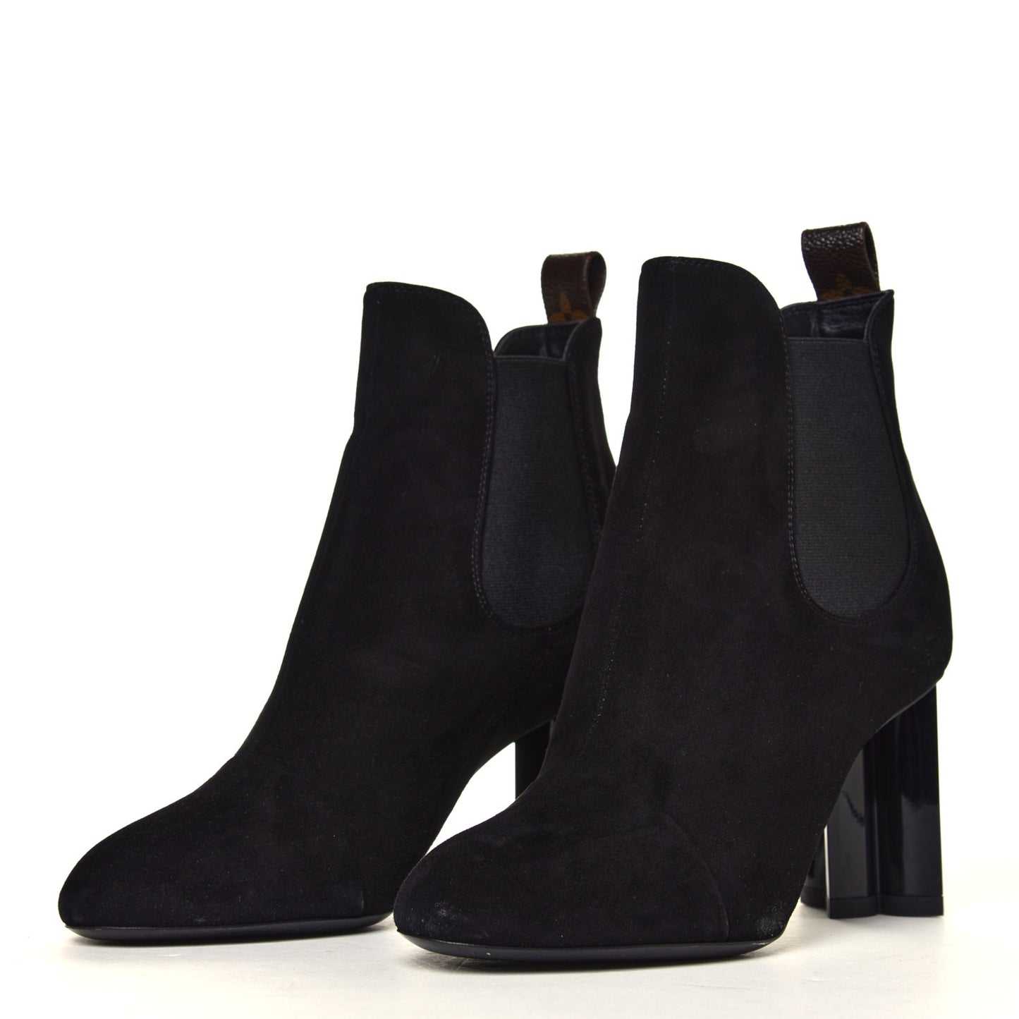 Suede Monogram Uniformes Cap Toe Chelsea 80mm Ankle Boots 37 Black