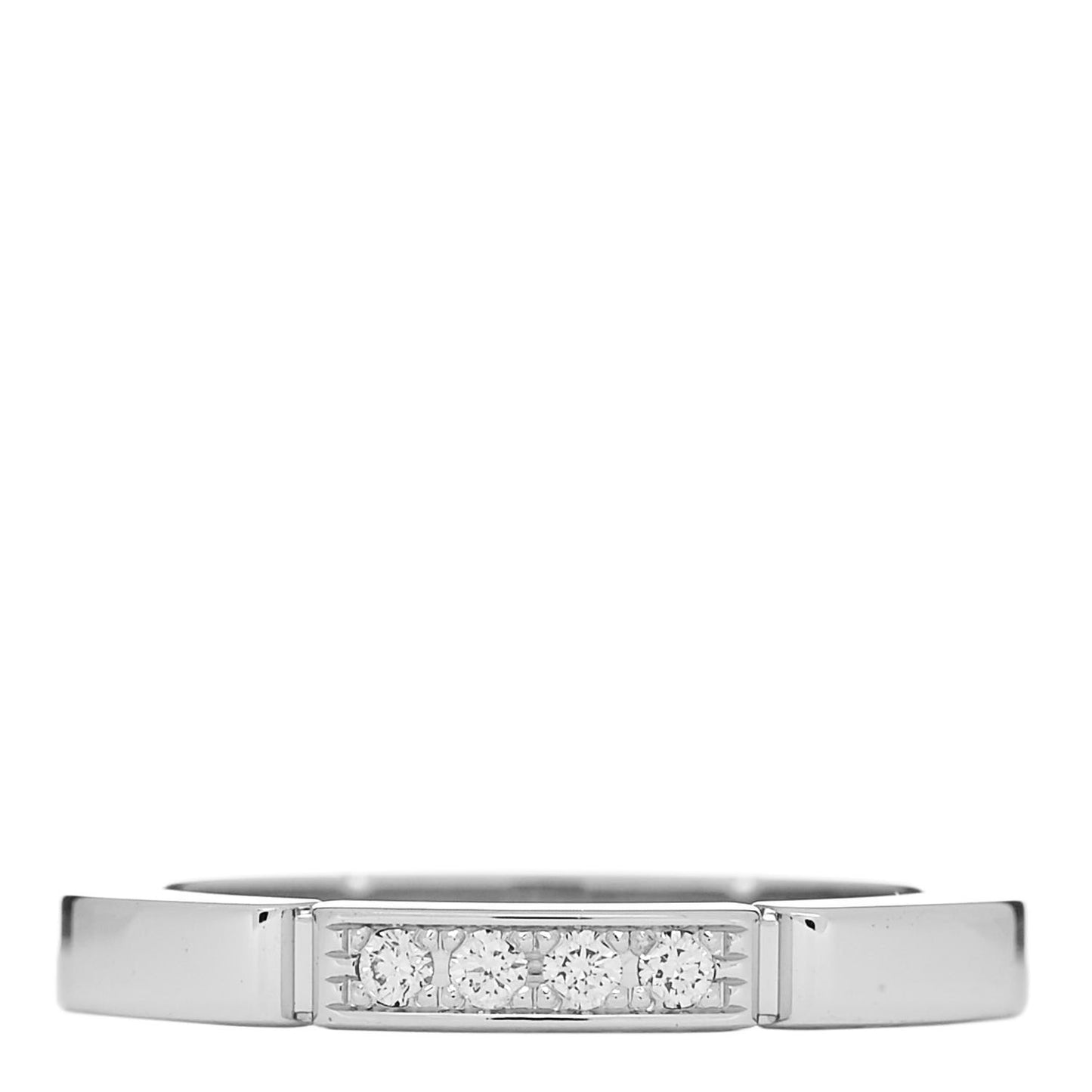 18K White Gold Diamond Maillon Panthere Wedding Band Ring 49 5