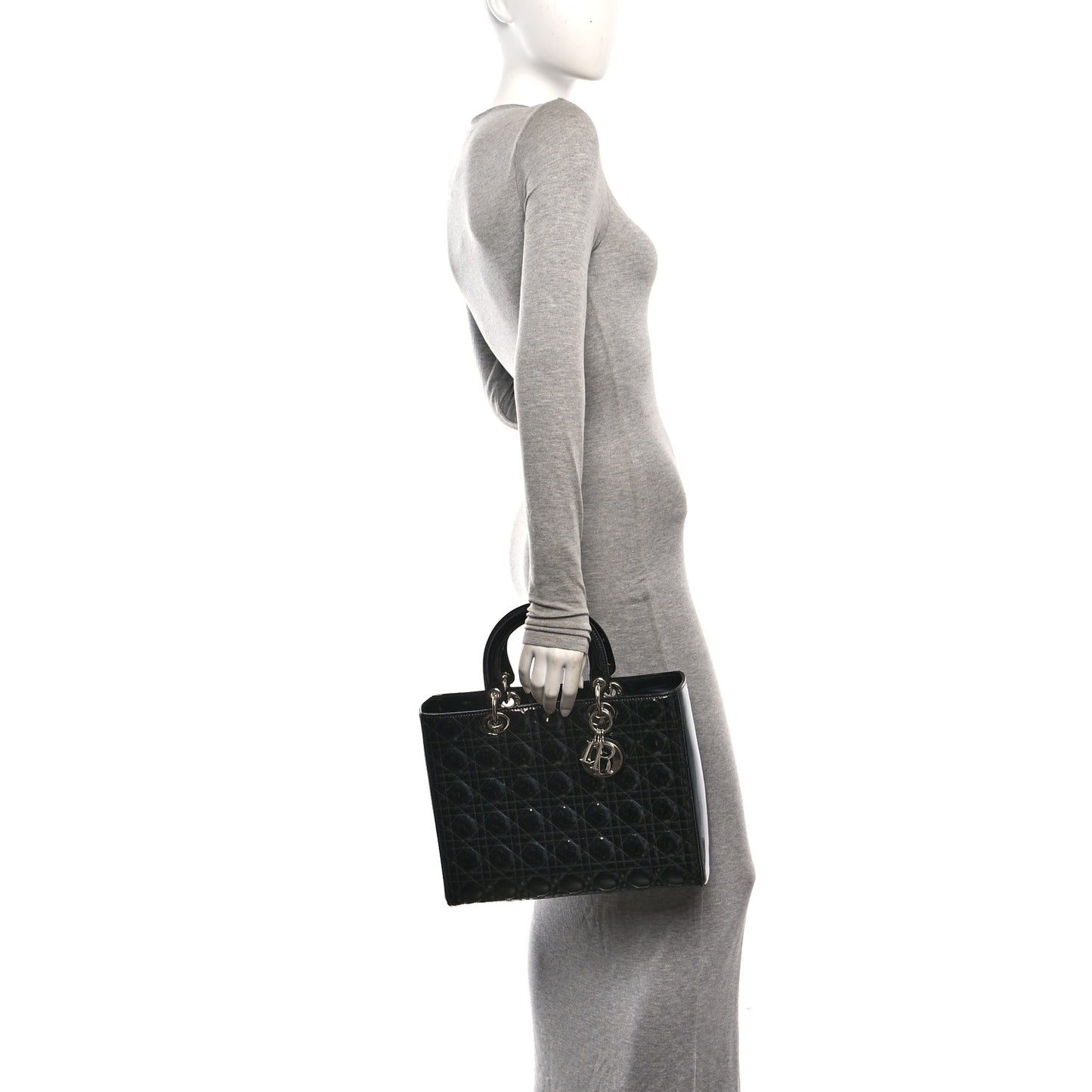 Patent Cannage Large Lady Dior Black