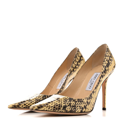 Jimmy Choo Glossy Panelled Elaphe Abel Pumps 38.5 Buttercup 4 of 12