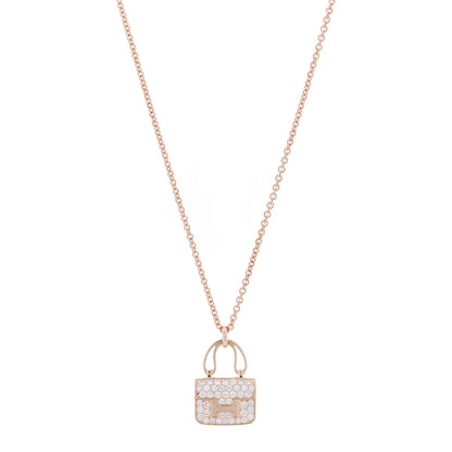 Hermes 18K Rose Gold Diamond Constance Amulettes Pendant Necklace 1 of 6