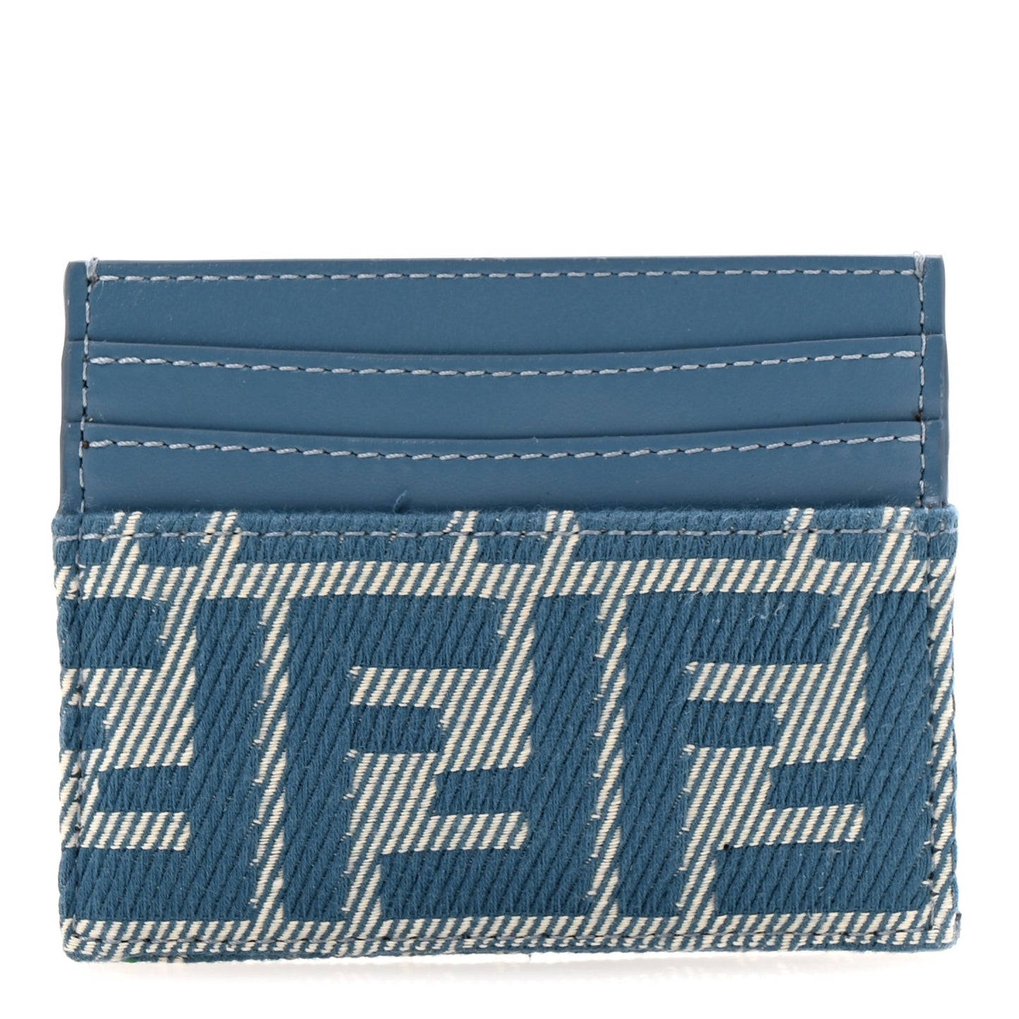 Vitello Soft Denim Bi-Color FF 1974 Card Holder  Blue