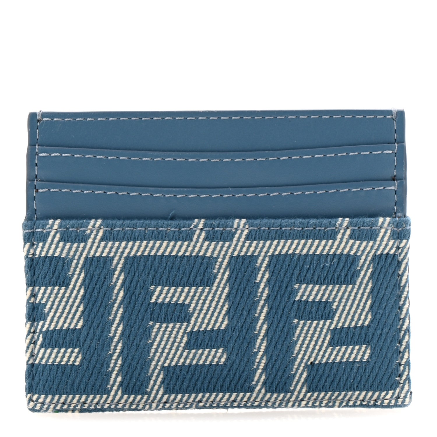 Fendi Vitello Soft Denim Bi-Color FF 1974 Card Holder  Blue 1 of 8