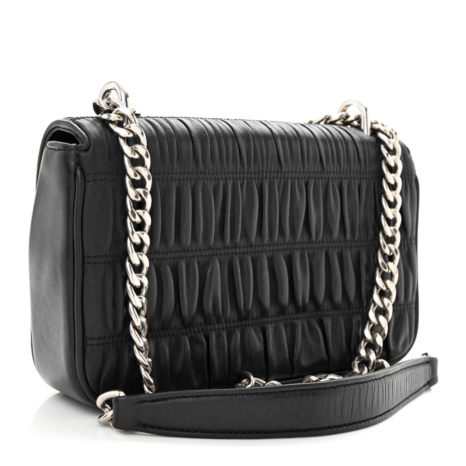 Prada Nappa Gaufre Small Chain Flap Shoulder Bag Black 3 of 11
