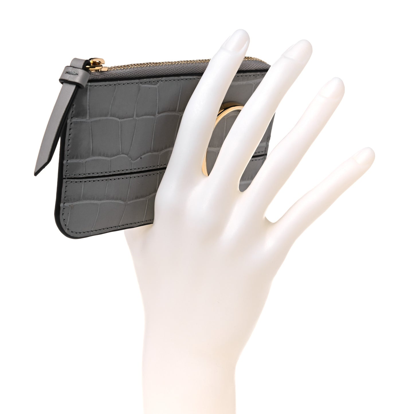 Crocodile Embossed Calfskin C Small Purse Stormy Grey