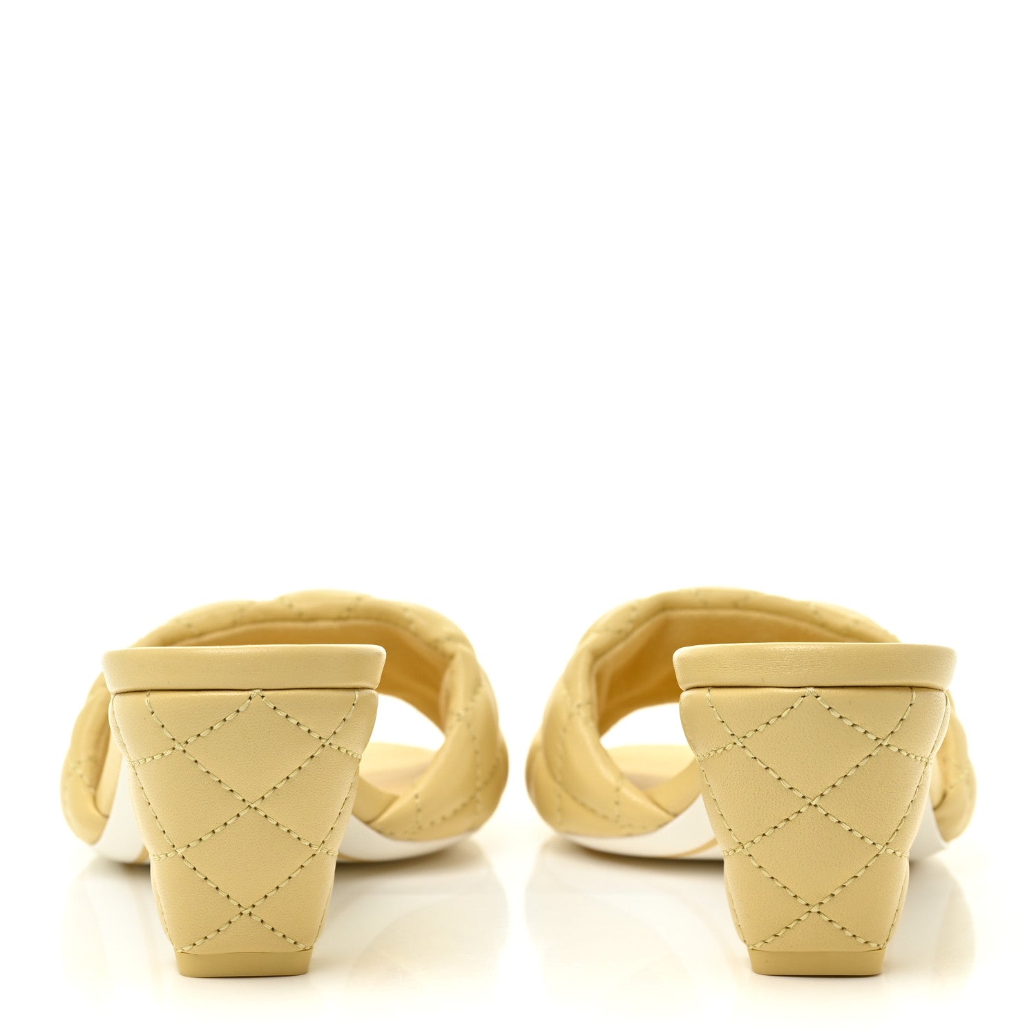Chanel Lambskin Quilted Textured CC Mules 36 Yellow 4 of 13