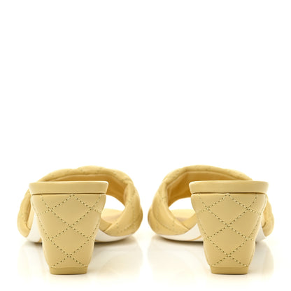 Chanel Lambskin Quilted Textured CC Mules 36 Yellow 4 of 13