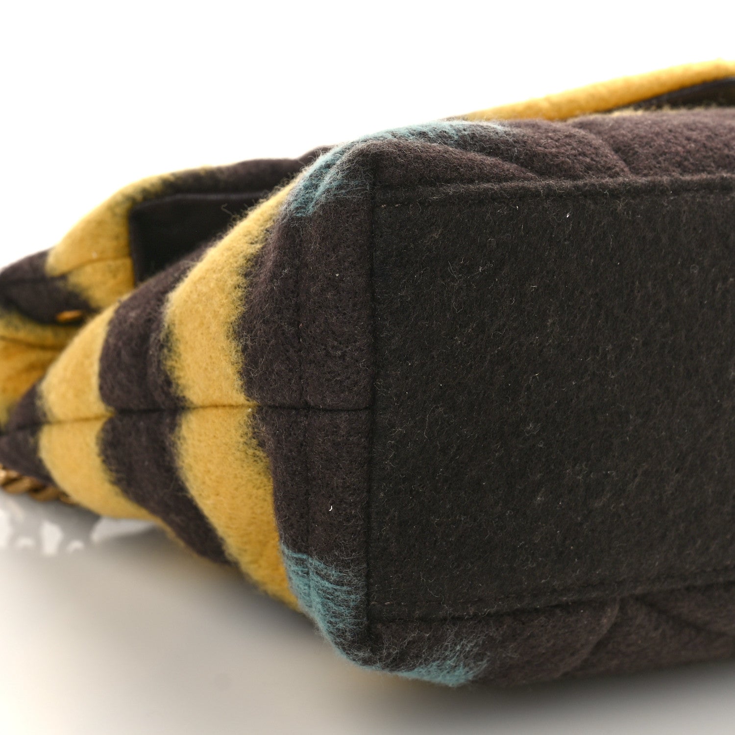 Saint Laurent Tie Dye Wool Quilted Small Loulou Puffer Monogram Chain Satchel Yellow Pacific Blue Dark Pecan 8 of 9