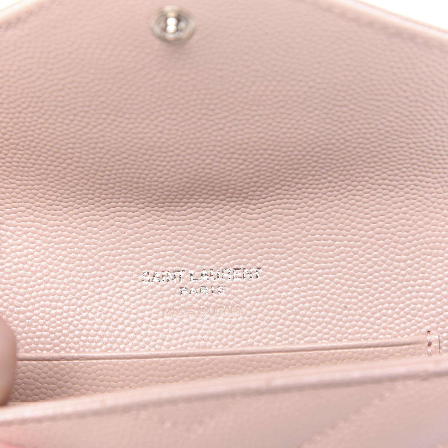 Saint Laurent Grain De Poudre Matelasse Chevron Small Monogram Envelope Wallet Pale Pink 5 of 6