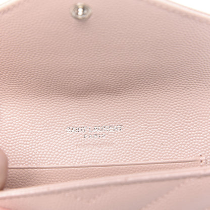 Saint Laurent Grain De Poudre Matelasse Chevron Small Monogram Envelope Wallet Pale Pink 5 of 6