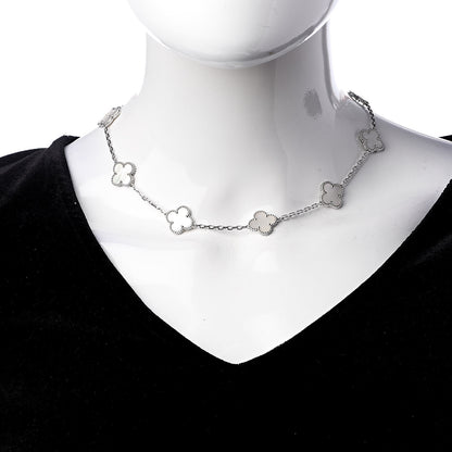 Van Cleef & Arpels 18K White Gold Mother of Pearl 10 Motifs Vintage Alhambra Necklace 2 of 6