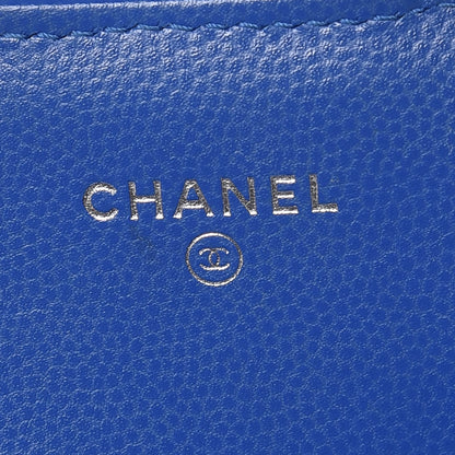 Chanel Caviar Chevron Quilted Large Flap Wallet Bright Blue 10 of 13