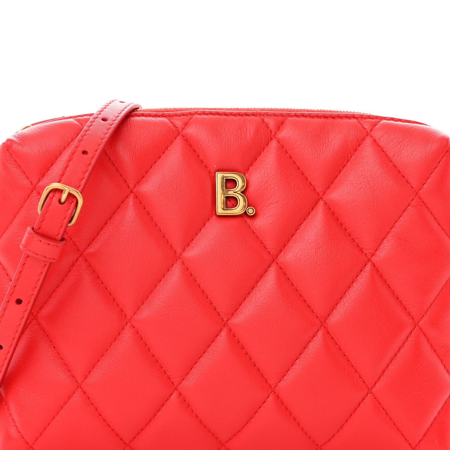 Balenciaga Nappa Calfskin Quilted Touch B Camera Shoulder Bag Bright Red 8 of 10