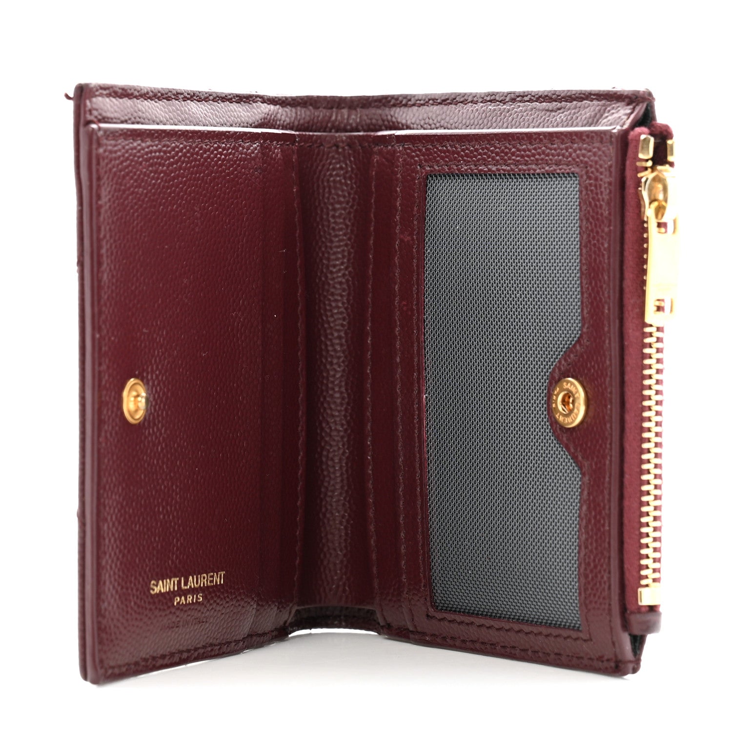 Saint Laurent Grain De Poudre Matelasse Chevron Monogram Zipped Card Case Rouge Eros 5 of 12