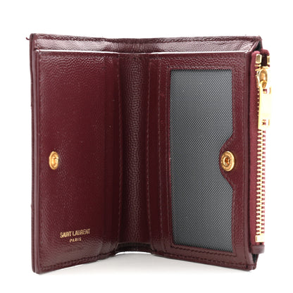 Saint Laurent Grain De Poudre Matelasse Chevron Monogram Zipped Card Case Rouge Eros 5 of 12