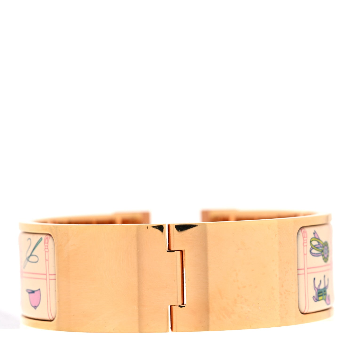 Hermes Enamel Couvertures et Tenues de Jour Wide Clic Clac H Bracelet PM Pannacotta 3 of 5