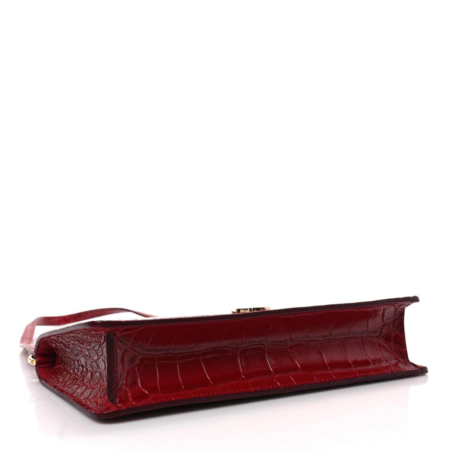 Burberry Calfskin Alligator Embossed Mini TB Shoulder Pouch Dark Carmine 4 of 7
