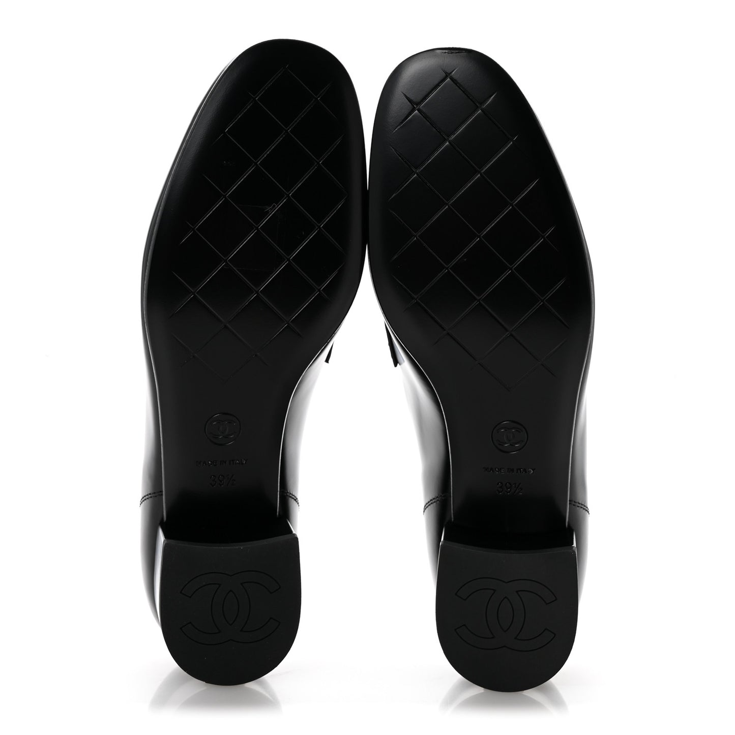Shiny Calfskin Logo Loafers 39.5 Black