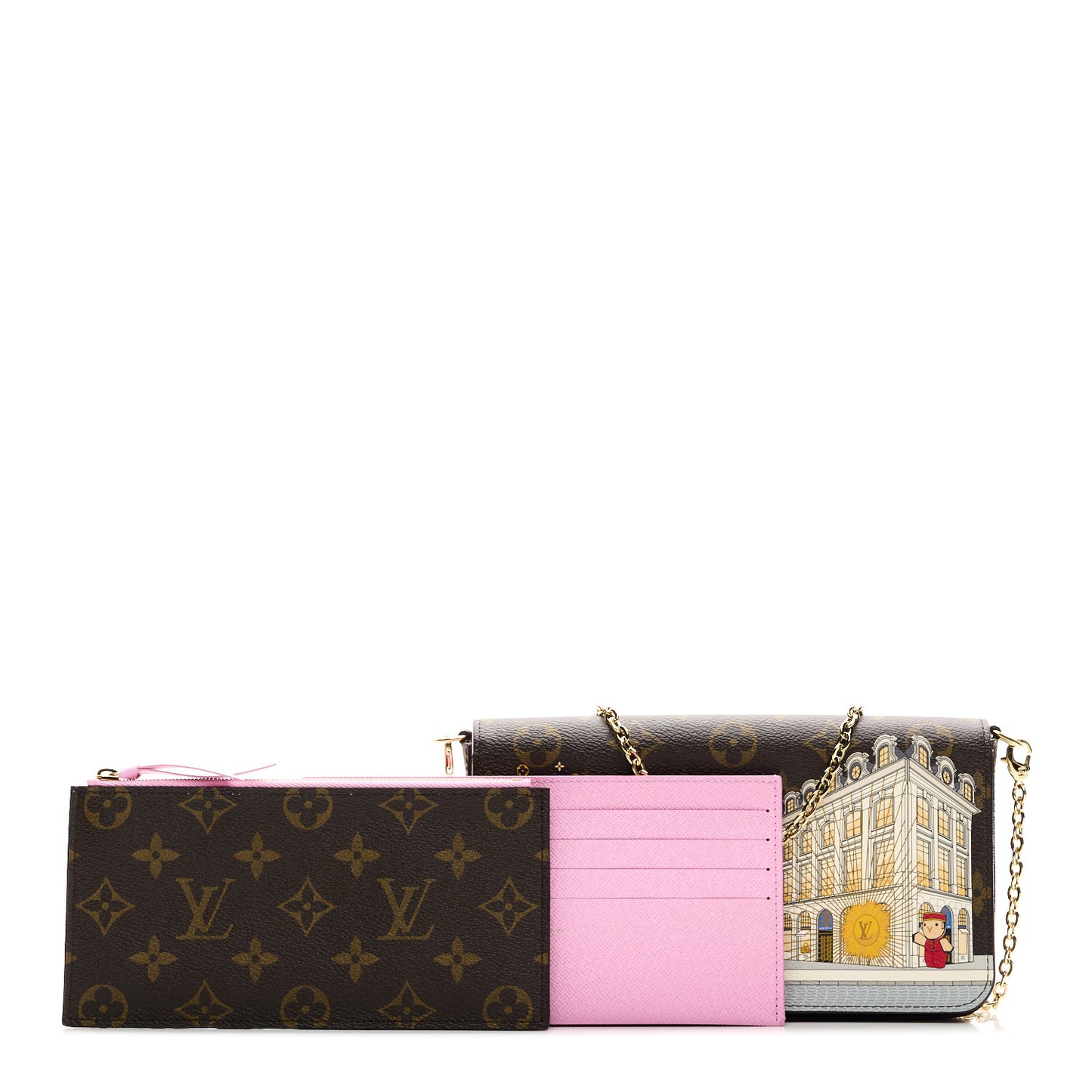 Monogram 2022 Christmas Animation Paris Pochette Felicie Chain Wallet Pink