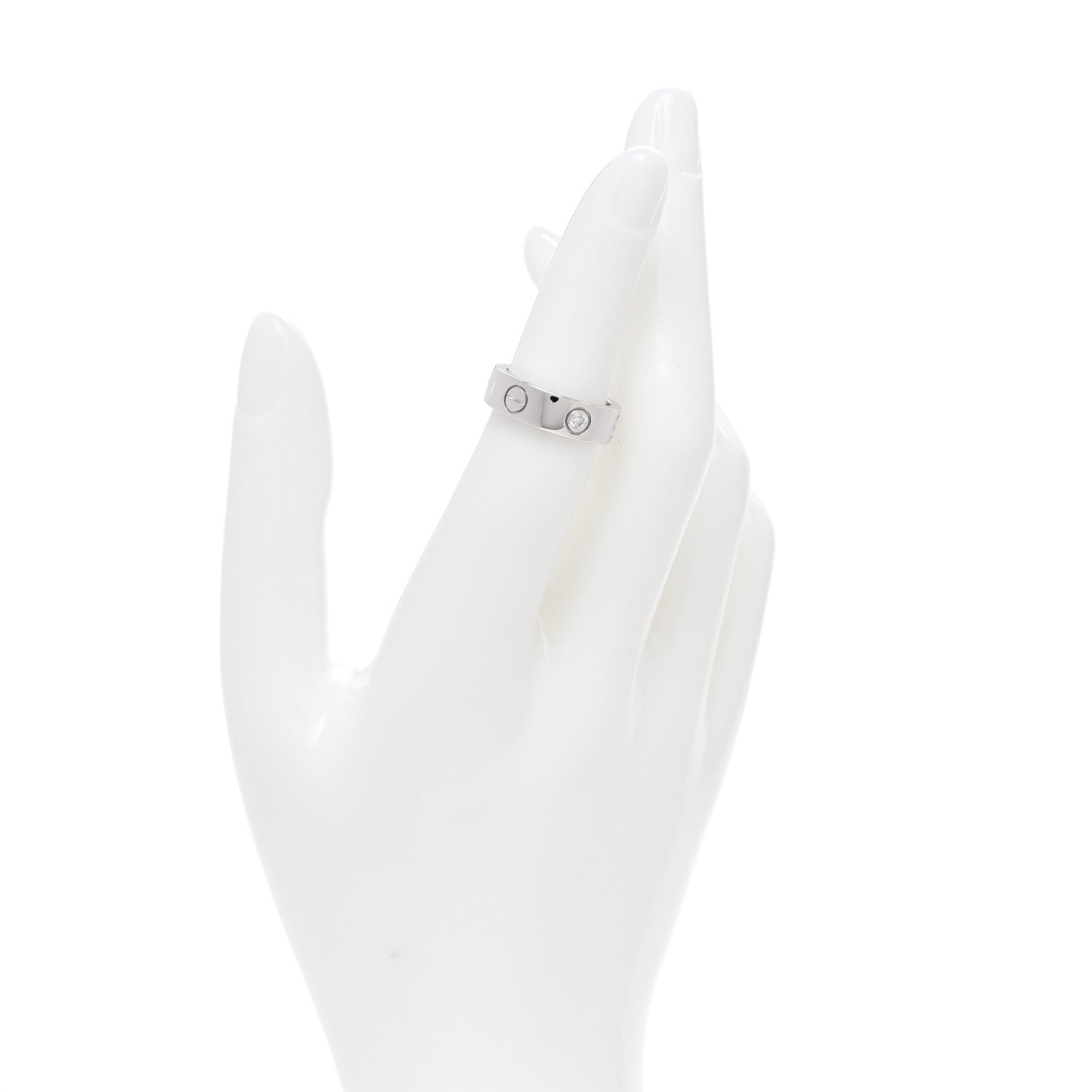 Cartier 18K White Gold 3 Diamond 5.5mm LOVE Ring 49 4.75 2 of 6