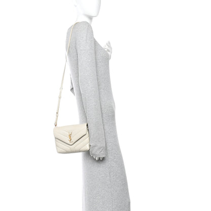 Saint Laurent Calfskin Y Quilted Monogram Toy Loulou Crossbody Bag Crema Soft 2 of 15
