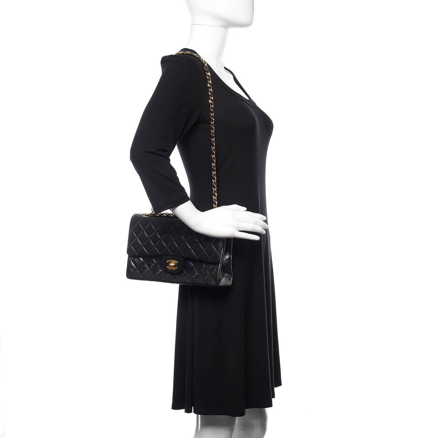 Chanel Lambskin Quilted Medium Double Flap Black 2 of 15