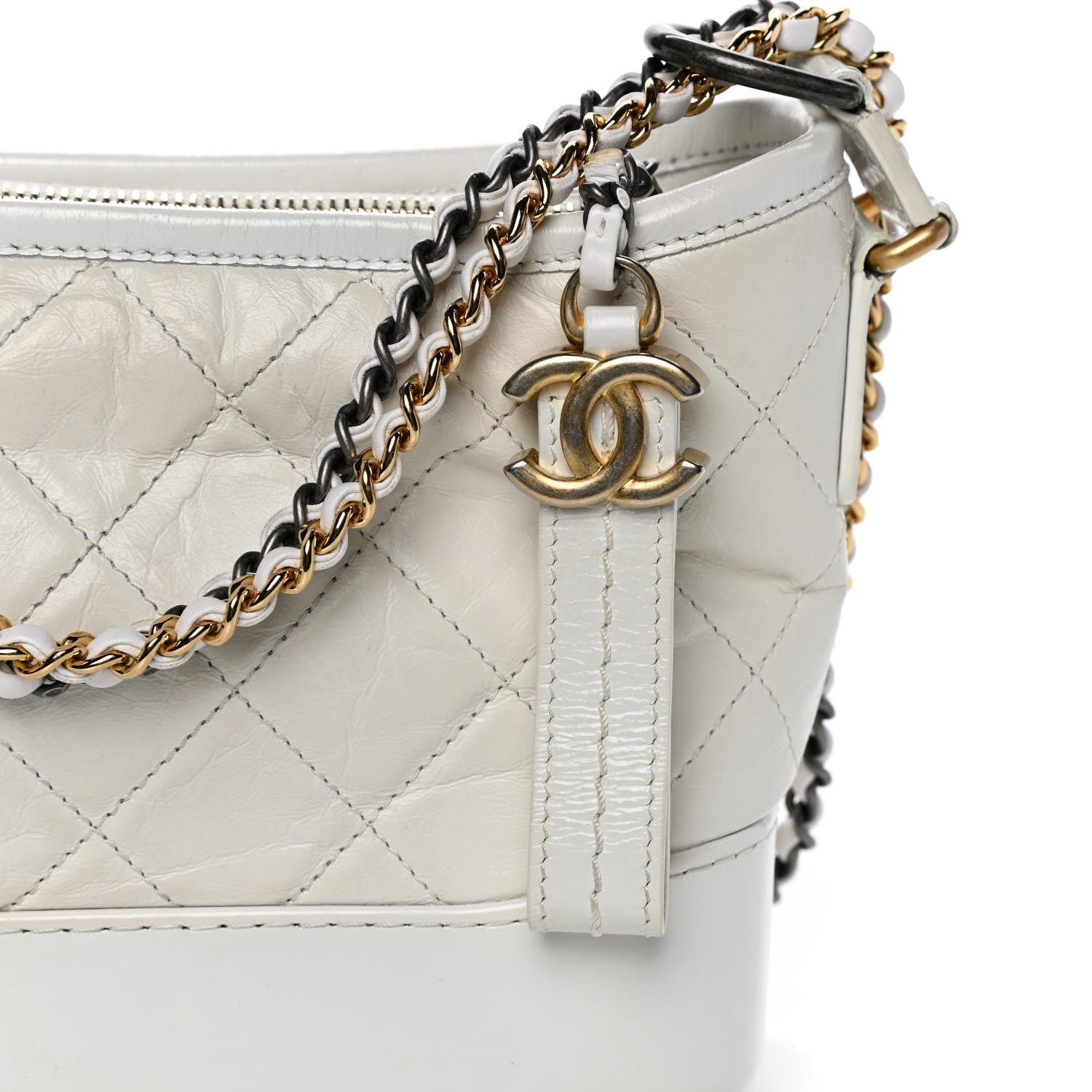 Chanel Aged Calfskin Quilted Small Gabrielle Hobo White 7 of 9