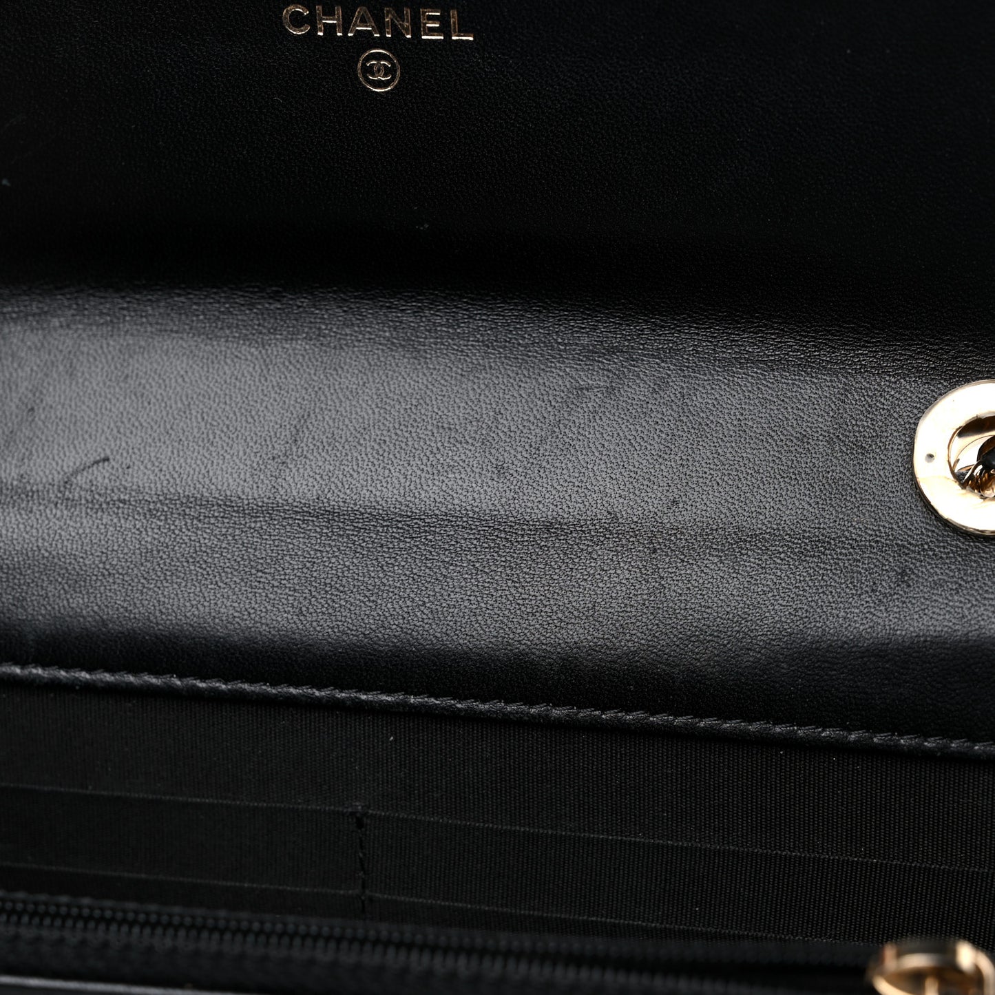 Lambskin Quilted Trendy CC Wallet On Chain WOC Black