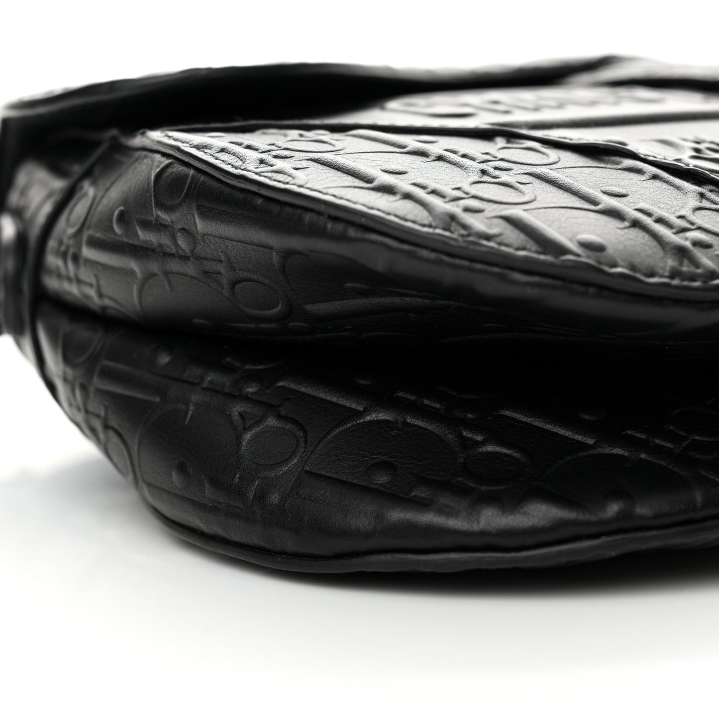 Calfskin Embossed Oblique Saddle Bag Black Black