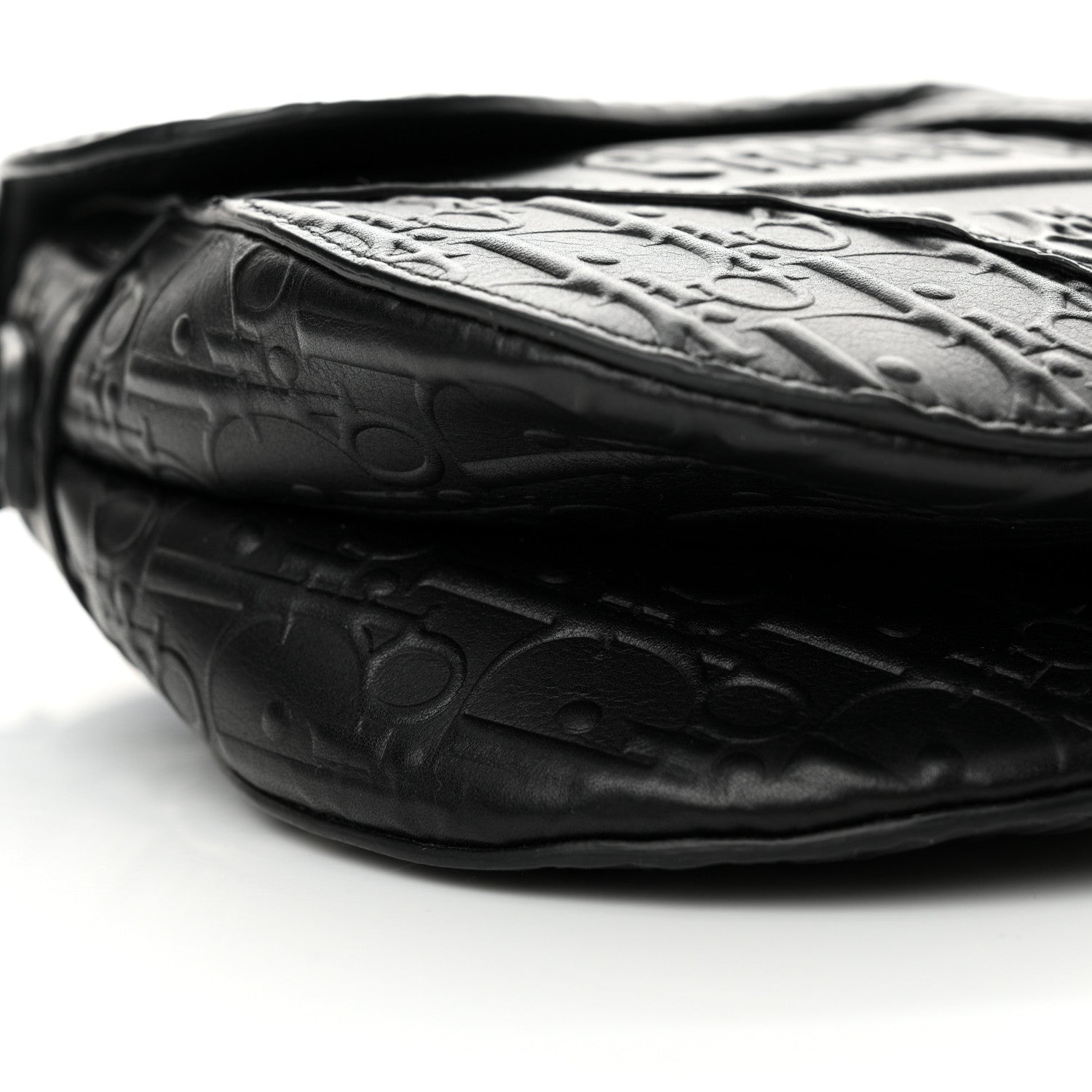 Christian Dior Calfskin Embossed Oblique Saddle Bag Black Black 9 of 12