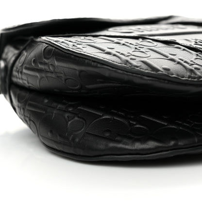 Christian Dior Calfskin Embossed Oblique Saddle Bag Black Black 9 of 12