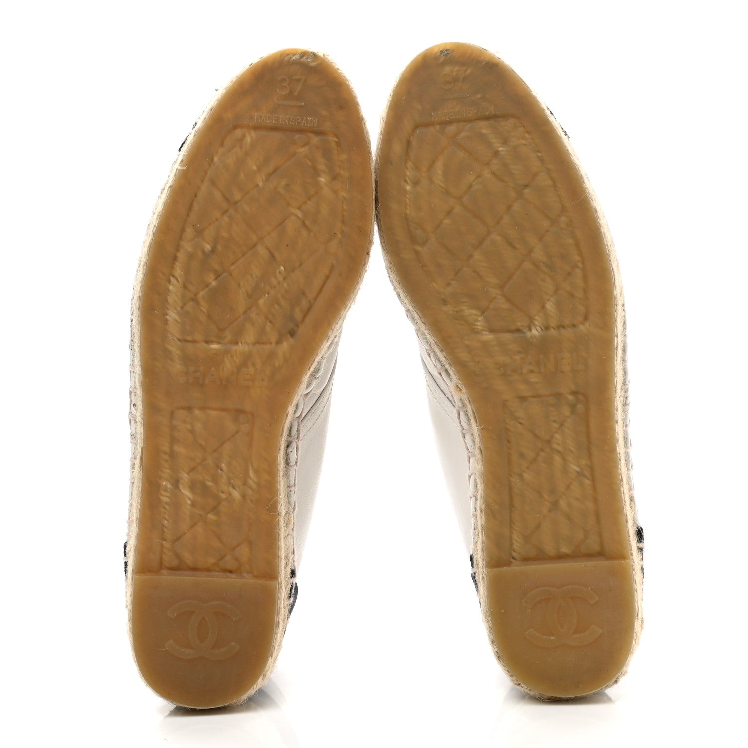 Chanel Lambskin Cap Toe Lace Up Espadrilles 37 White Black 5 of 12