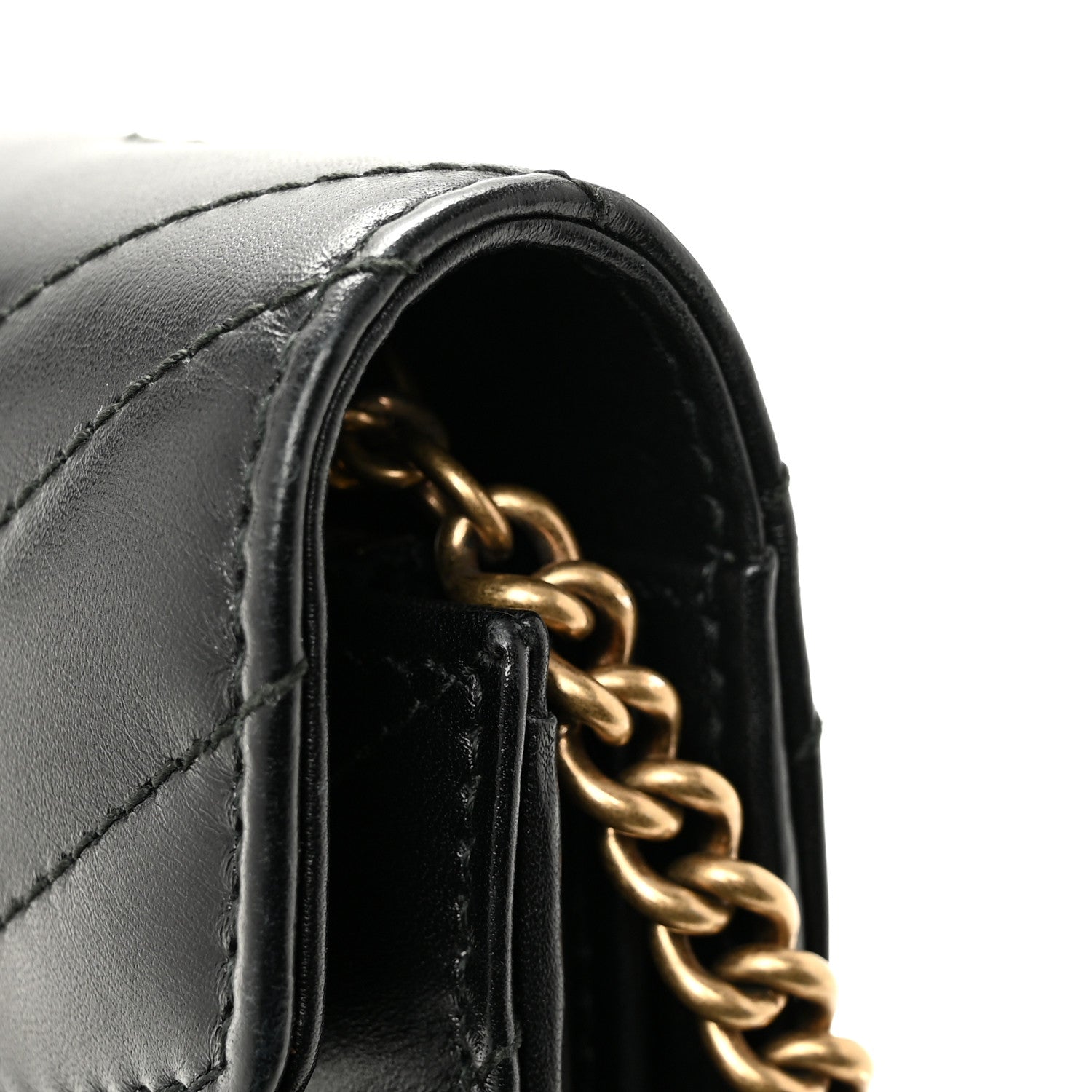 Gucci Calfskin Matelasse GG Marmont Chain Wallet Black 12 of 13