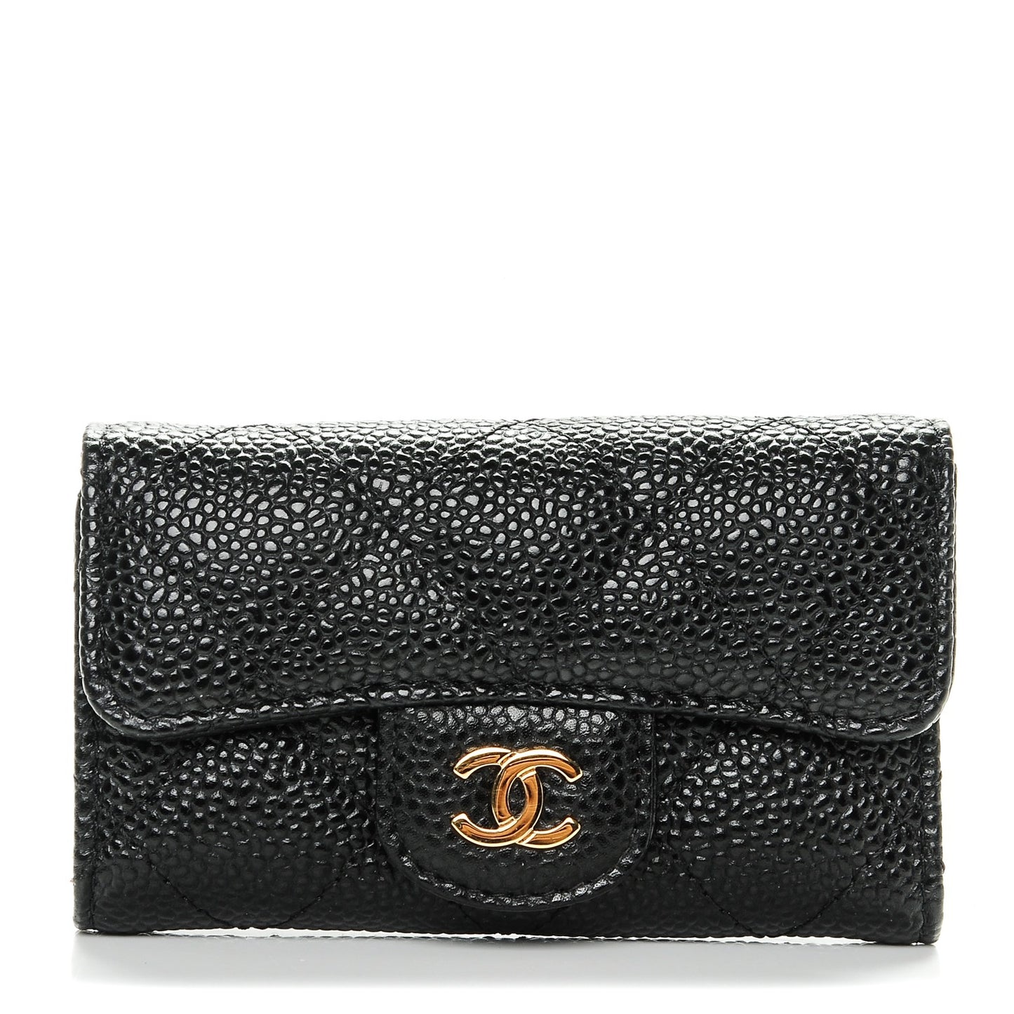 Caviar Quilted 6 Key Holder Black
