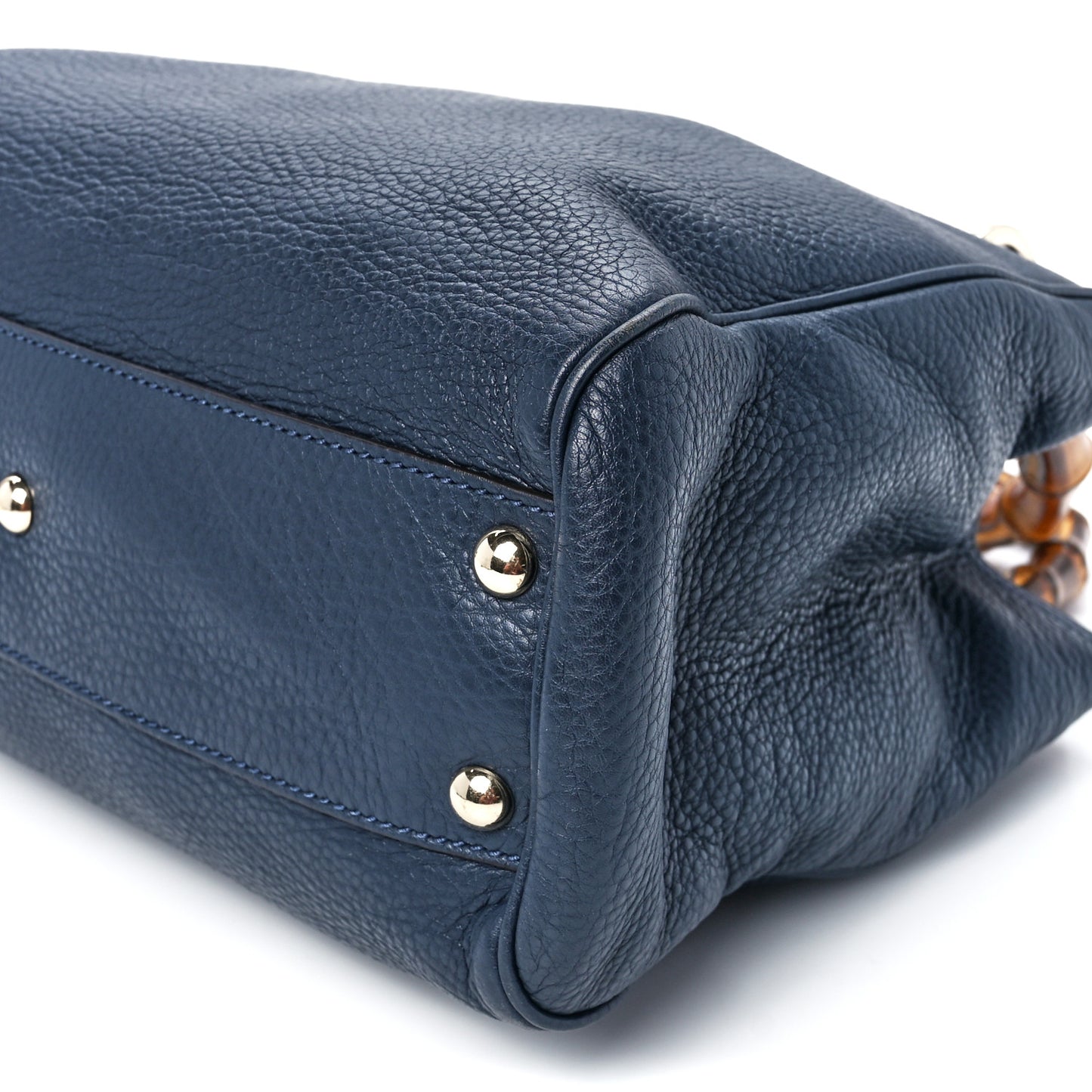 Calfskin Small Bamboo Shopper Tote Navy