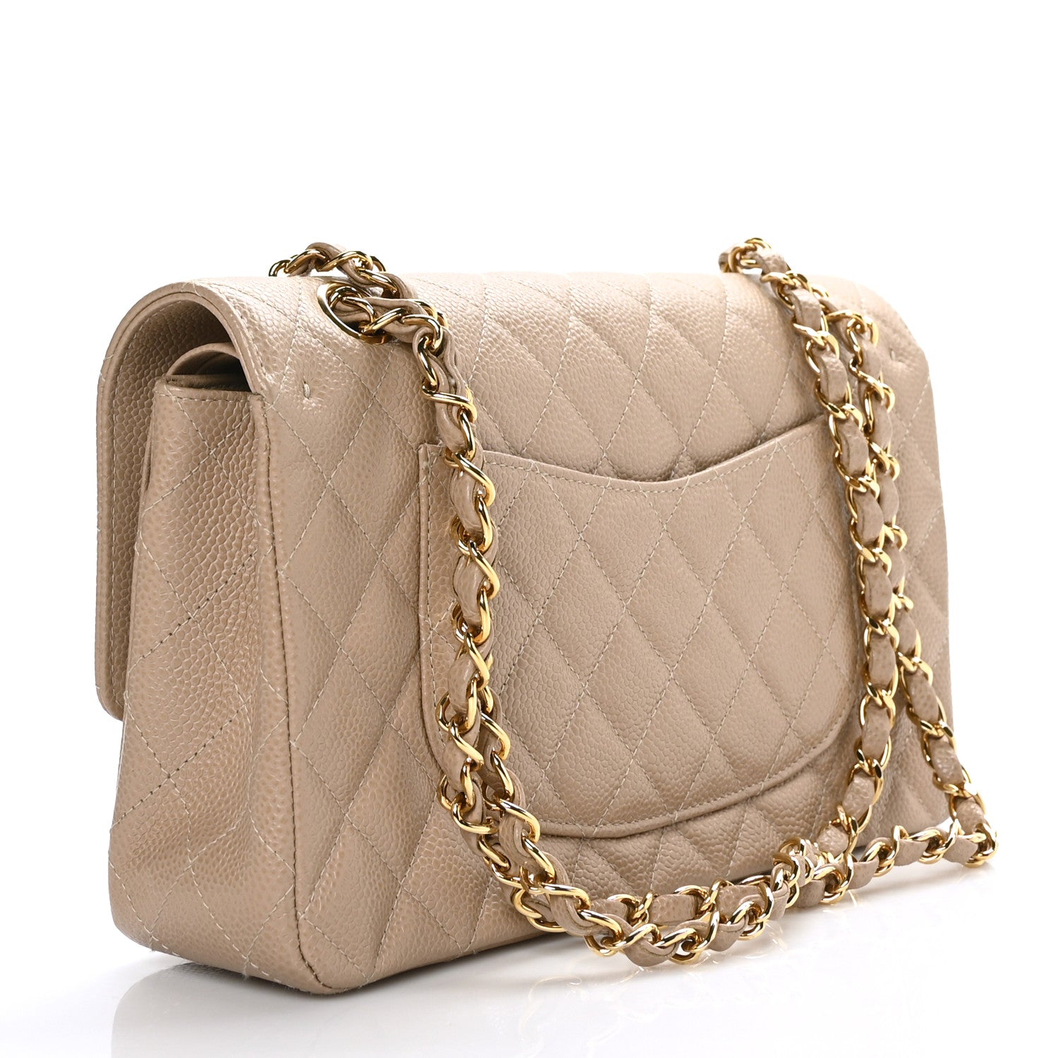 Chanel Caviar Quilted Medium Double Flap Dark Beige 3 of 11