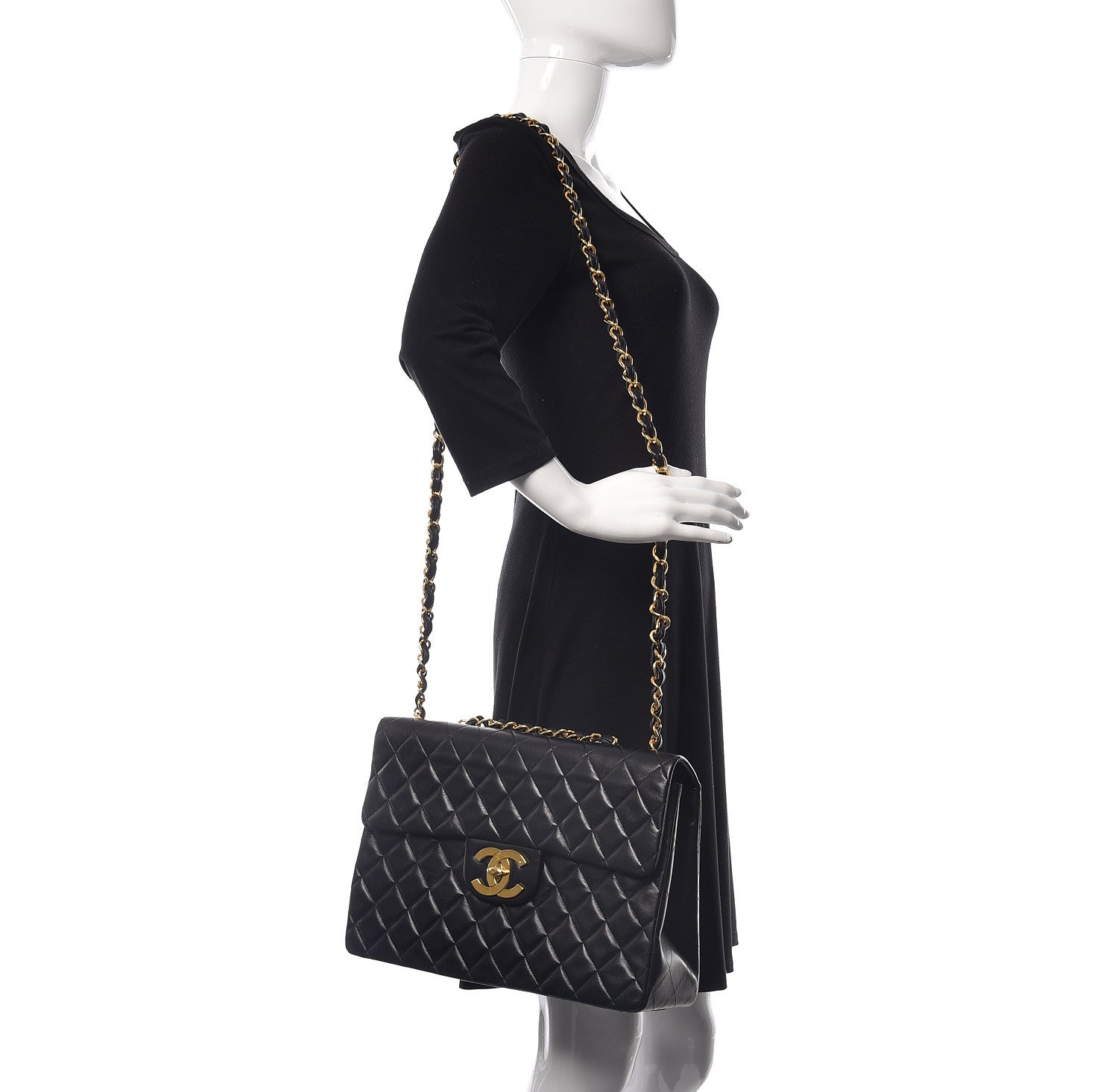Chanel Lambskin Quilted XL Jumbo Single Flap Black 3 of 16