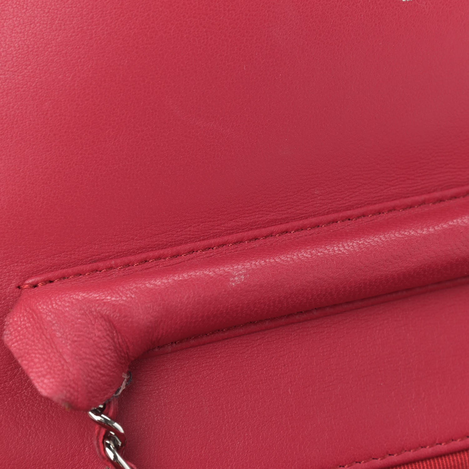 Chanel Lambskin Quilted Wallet On Chain WOC Dark Pink 14 of 14