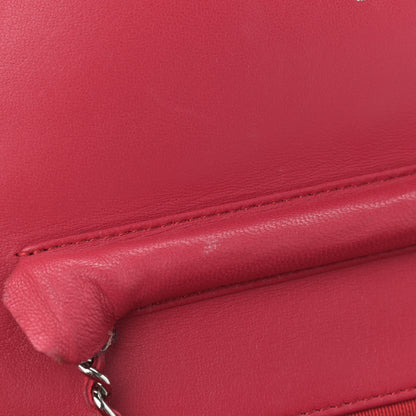 Chanel Lambskin Quilted Wallet On Chain WOC Dark Pink 14 of 14