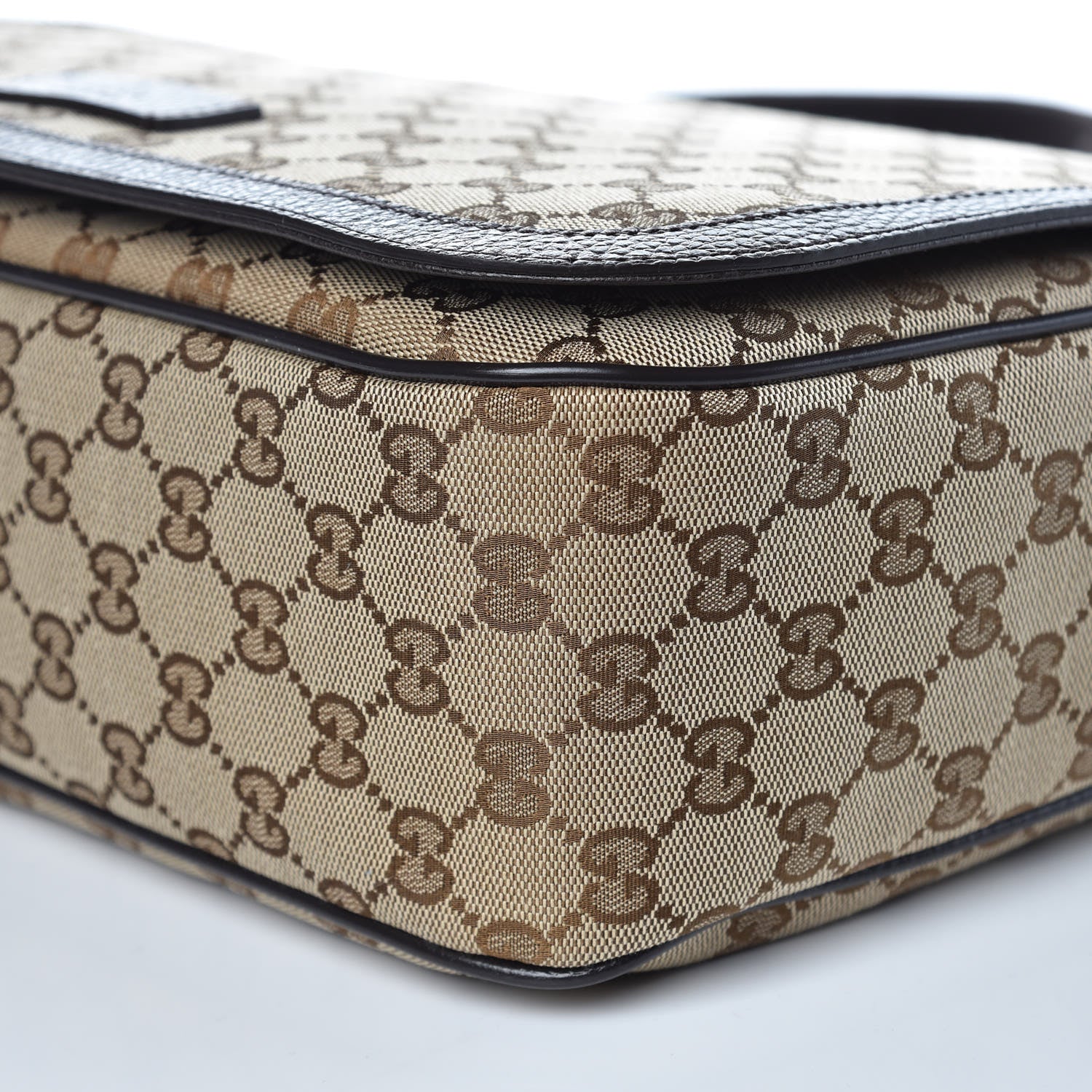Gucci Monogram Large Flap Messenger Bag Beige Dark Brown 10 of 10