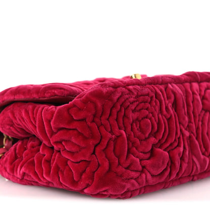 Chanel Velvet Camellia Embossed Mini Square Flap Fushia 8 of 11