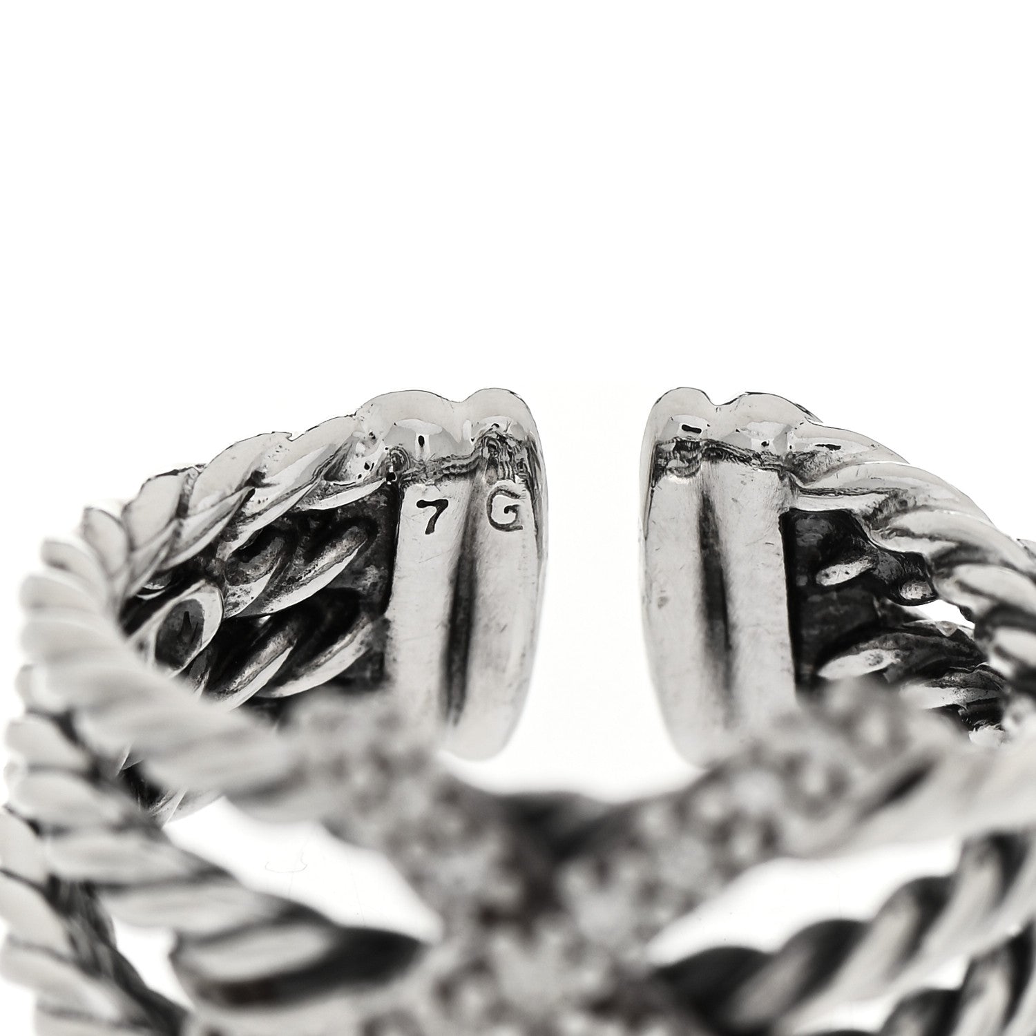 David Yurman Sterling Silver Diamond 10mm X Crossover Ring 53 6.5 5 of 5