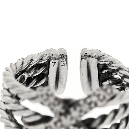 David Yurman Sterling Silver Diamond 10mm X Crossover Ring 53 6.5 5 of 5