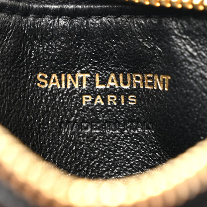 Saint Laurent Grain De Poudre Matelasse Chevron Monogram Fragments Zippered Card Case Black 5 of 6