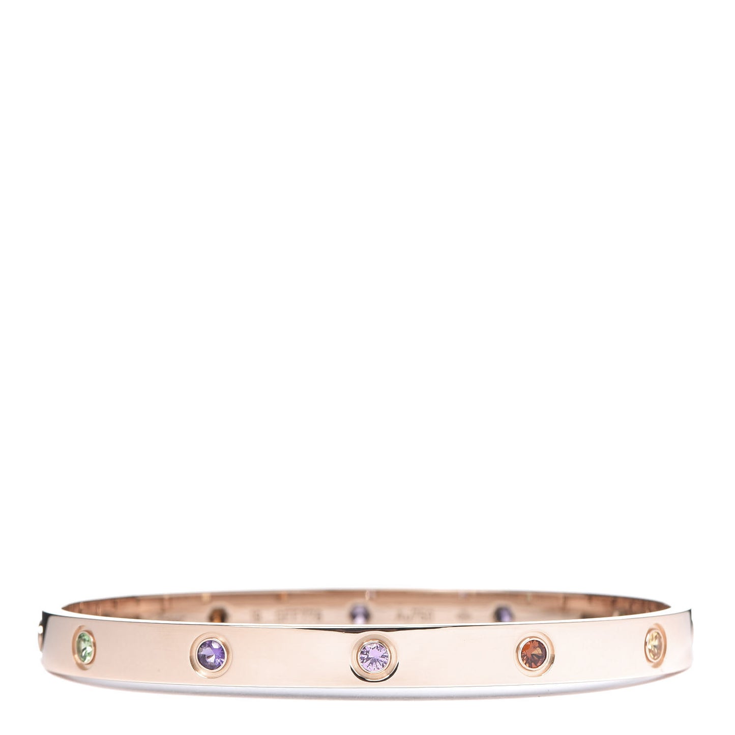 18K Pink Gold Sapphire Garnet Amethyst LOVE Bracelet 19