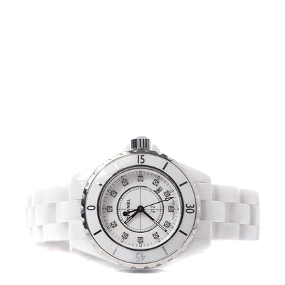 Chanel Stainless Steel Ceramic Diamond 33mm J12 Quartz Watch White 3 of 6