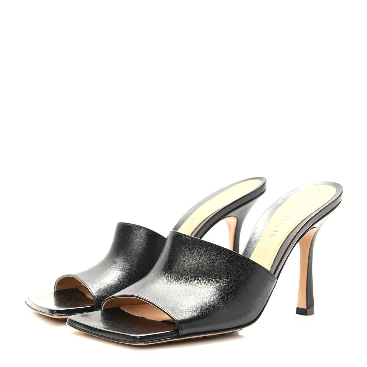 Lambskin Stretch Mule Sandals 38 Black
