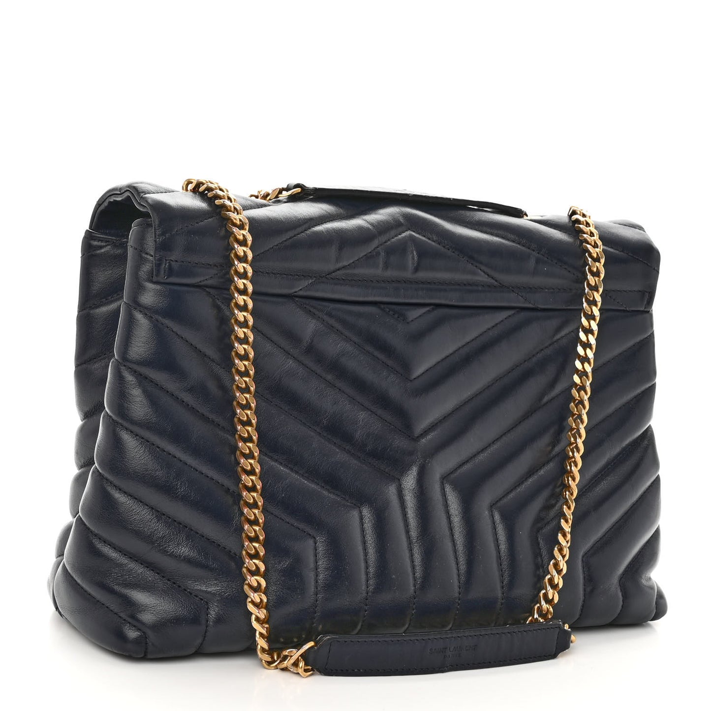 Calfskin Y Quilted Monogram Medium Loulou Chain Satchel Medium Blue