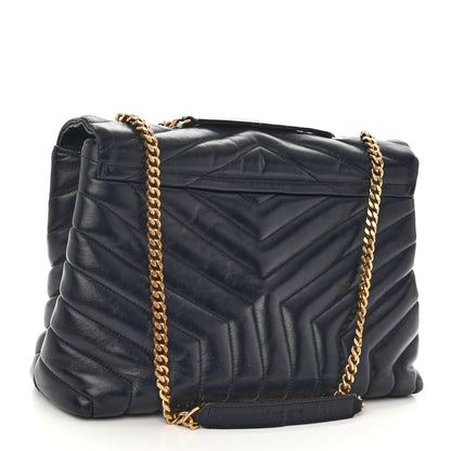 Saint Laurent Calfskin Y Quilted Monogram Medium Loulou Chain Satchel Medium Blue 3 of 11